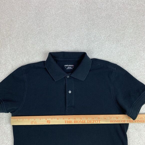 UNTUCKIT Polo Shirt Men's Size Medium Black Short Sleeve Cotton Collared Preppy - Picture 10 of 12